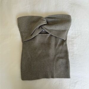Lovers + Friends Gray Knit Knotted Tube Top